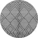 Round Machine Washable Solid Gray Modern Rug, wshurb1211gry