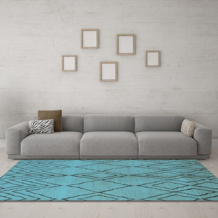 Machine Washable Solid Light Blue Modern Rug in a Living Room, wshurb1211lblu