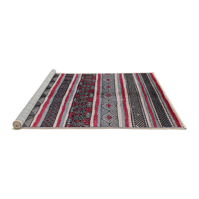 Sideview of Machine Washable Industrial Modern Silver Pink Rug, wshurb1212
