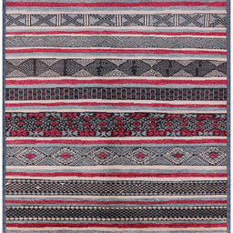 Square Machine Washable Industrial Modern Silver Pink Rug, wshurb1212