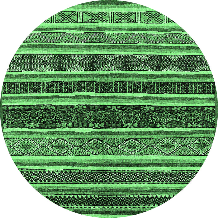 Round Machine Washable Solid Emerald Green Modern Area Rugs, wshurb1212emgrn