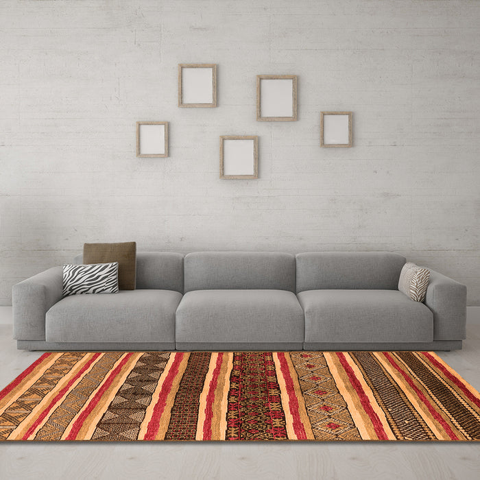 Machine Washable Solid Orange Modern Area Rugs in a Living Room, wshurb1212org