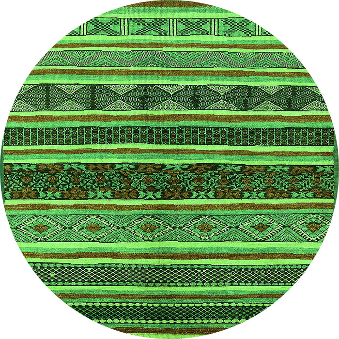 Round Machine Washable Solid Green Modern Area Rugs, wshurb1212grn