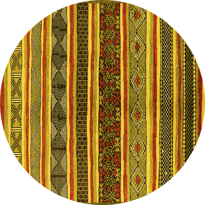 Round Solid Yellow Modern Rug, urb1212yw