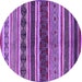 Round Machine Washable Solid Purple Modern Area Rugs, wshurb1212pur