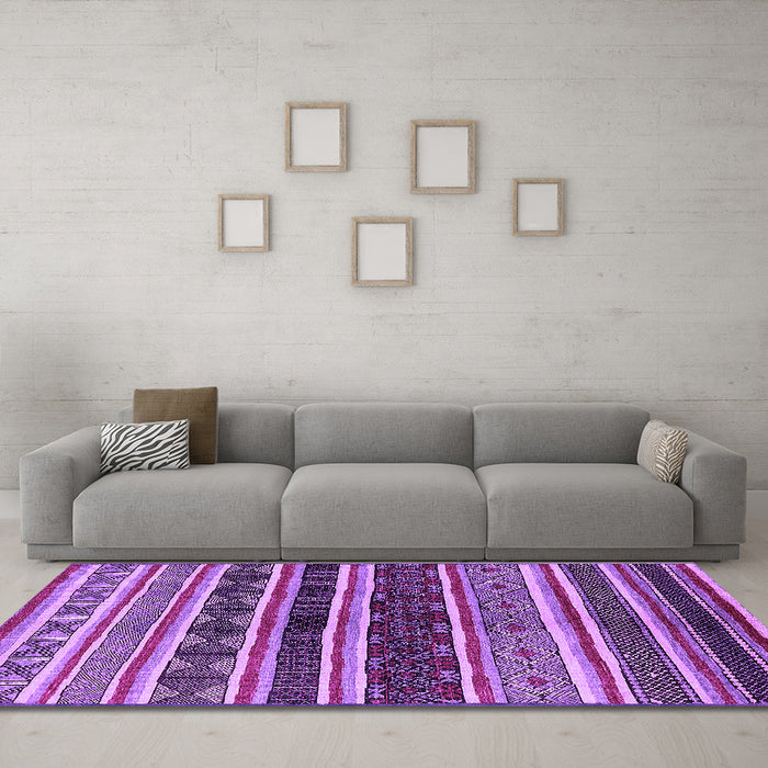 Machine Washable Solid Purple Modern Area Rugs in a Living Room, wshurb1212pur