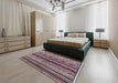 Mid-Century Modern Silver Pink Solid Rug in a Bedroom, urb1212