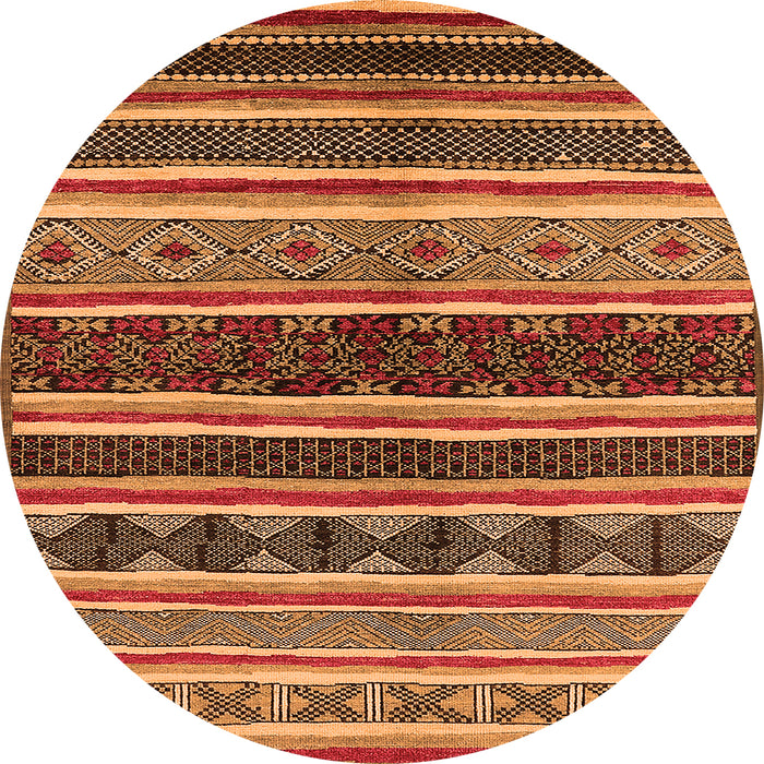 Round Machine Washable Solid Orange Modern Area Rugs, wshurb1212org