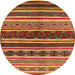 Round Machine Washable Solid Orange Modern Area Rugs, wshurb1212org