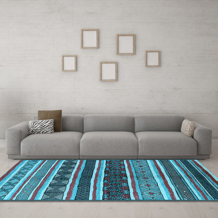 Machine Washable Solid Light Blue Modern Rug in a Living Room, wshurb1212lblu