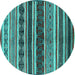 Round Solid Turquoise Modern Rug, urb1212turq