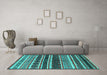 Machine Washable Solid Turquoise Modern Area Rugs in a Living Room,, wshurb1212turq