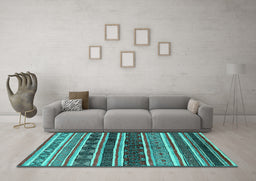 Machine Washable Solid Turquoise Modern Area Rugs in a Living Room,, wshurb1212turq