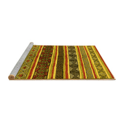 Sideview of Machine Washable Solid Yellow Modern Rug, wshurb1212yw