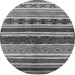 Round Machine Washable Solid Gray Modern Rug, wshurb1212gry