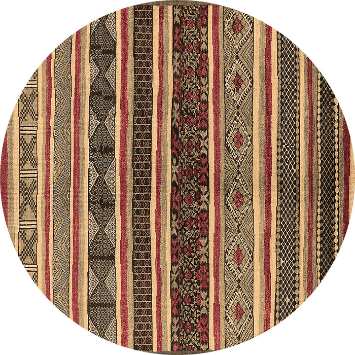 Round Solid Brown Modern Rug, urb1212brn