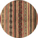 Round Solid Brown Modern Rug, urb1212brn