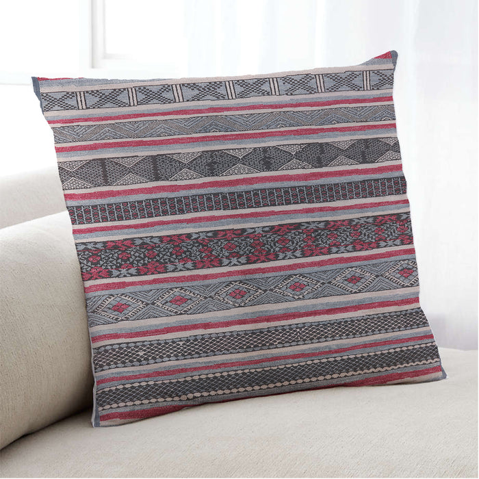 Lifestyle Image of Mid-Century Modern Urban Square Silver Pink Throw Pillow, 18 inch by 18 inch, pwurb1212