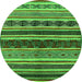 Round Solid Green Modern Rug, urb1212grn