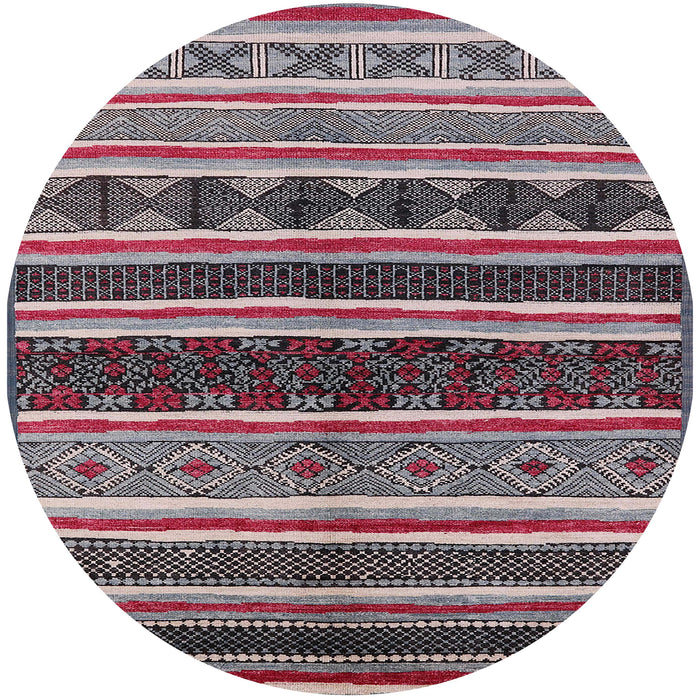 Round Mid-Century Modern Silver Pink Solid Rug, urb1212