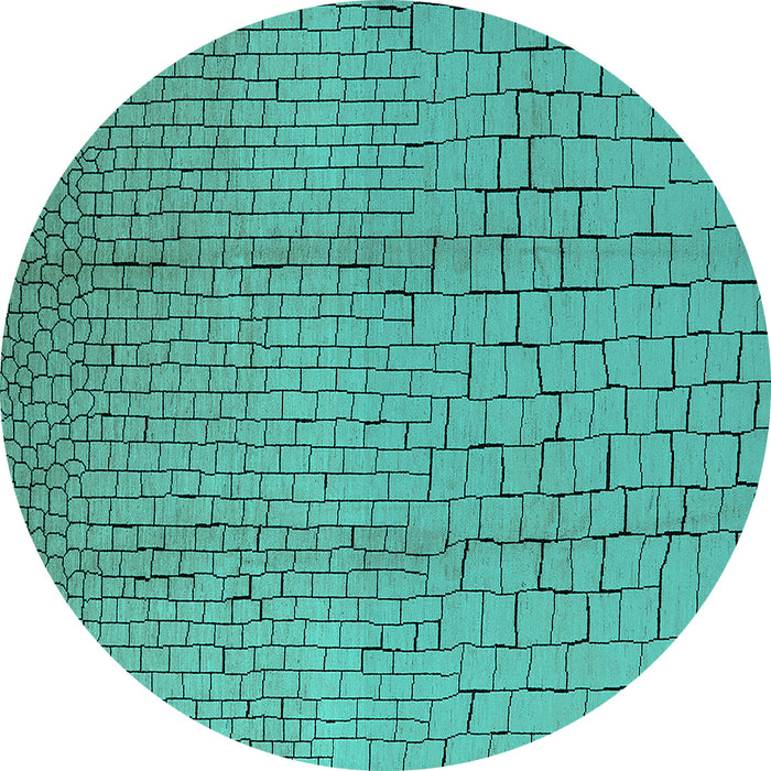 Round Machine Washable Solid Turquoise Modern Area Rugs, wshurb1213turq