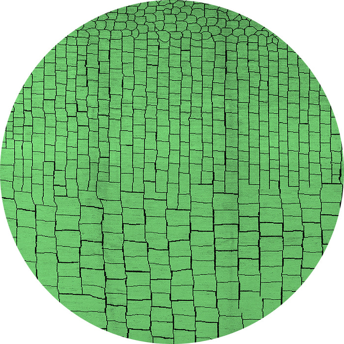 Round Machine Washable Solid Emerald Green Modern Area Rugs, wshurb1213emgrn