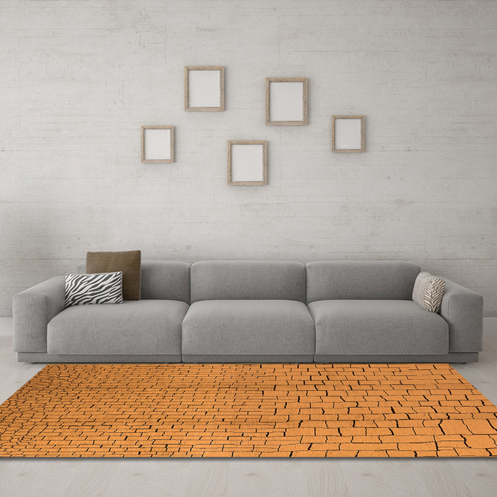Machine Washable Solid Orange Modern Area Rugs in a Living Room, wshurb1213org