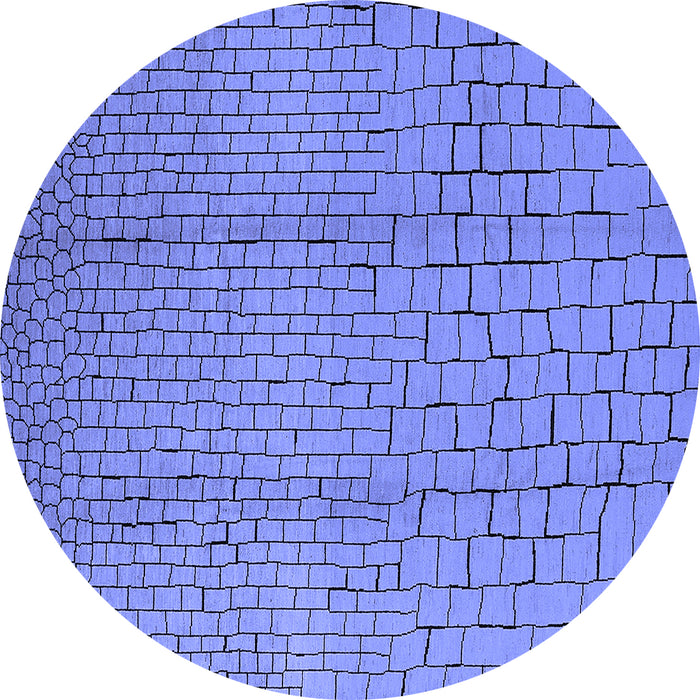 Round Machine Washable Solid Blue Modern Rug, wshurb1213blu