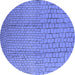 Round Machine Washable Solid Blue Modern Rug, wshurb1213blu