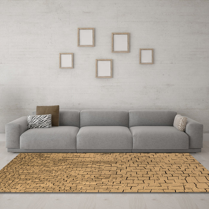 Machine Washable Solid Brown Modern Rug in a Living Room,, wshurb1213brn