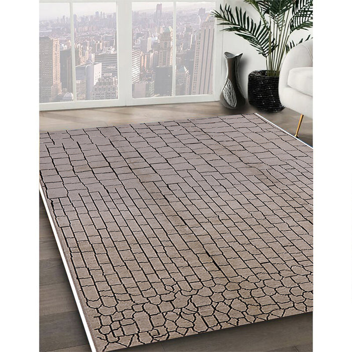 Mid-Century Modern Sandstone Brown Solid Rug in Family Room, urb1213