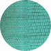 Round Solid Turquoise Modern Rug, urb1213turq