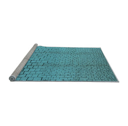 Sideview of Machine Washable Solid Light Blue Modern Rug, wshurb1213lblu