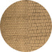 Round Machine Washable Solid Brown Modern Rug, wshurb1213brn