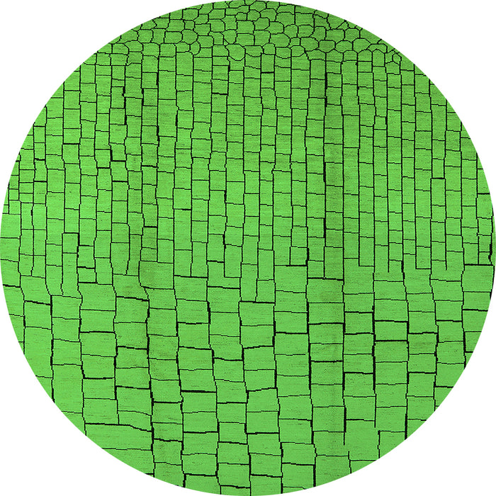 Round Machine Washable Solid Green Modern Area Rugs, wshurb1213grn