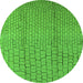 Round Machine Washable Solid Green Modern Area Rugs, wshurb1213grn