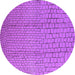 Round Machine Washable Solid Purple Modern Area Rugs, wshurb1213pur