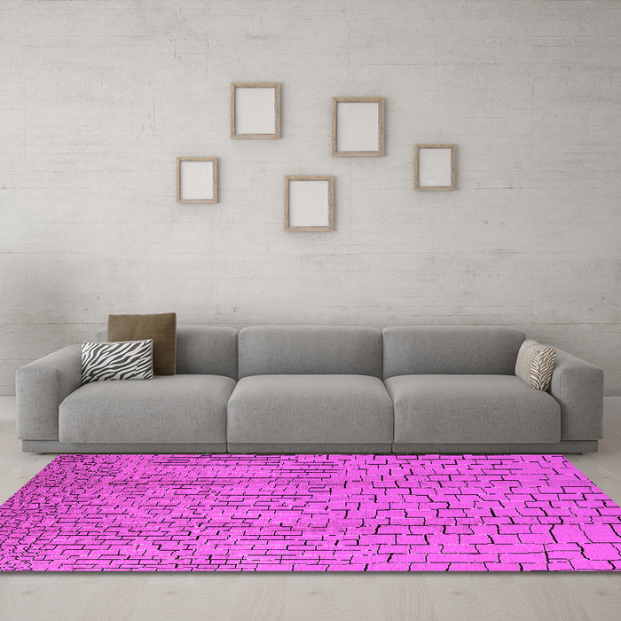 Machine Washable Solid Pink Modern Rug in a Living Room, wshurb1213pnk