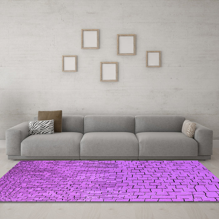 Machine Washable Solid Purple Modern Area Rugs in a Living Room, wshurb1213pur