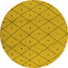 Round Machine Washable Solid Yellow Modern Rug, wshurb1214yw