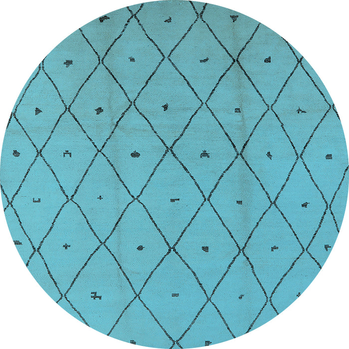 Round Machine Washable Solid Light Blue Modern Rug, wshurb1214lblu