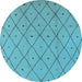 Round Machine Washable Solid Light Blue Modern Rug, wshurb1214lblu