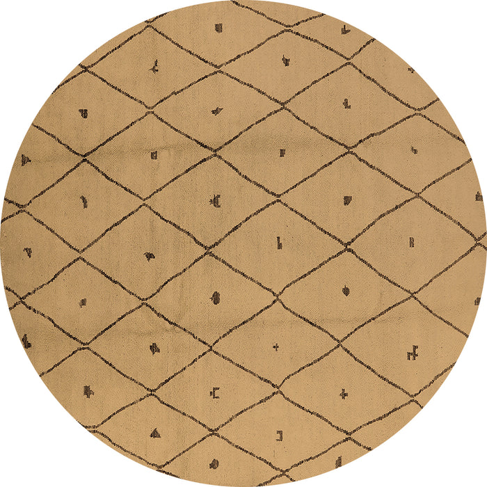 Round Machine Washable Solid Brown Modern Rug, wshurb1214brn