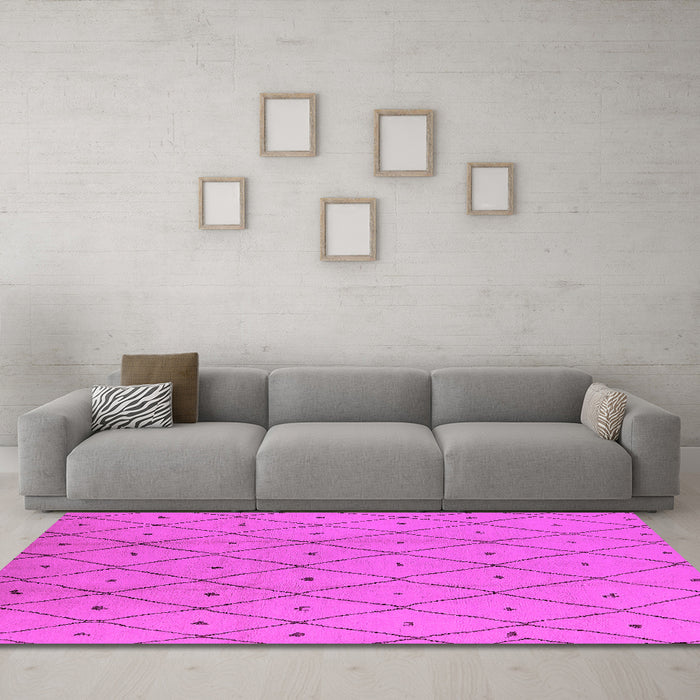Machine Washable Solid Pink Modern Rug in a Living Room, wshurb1214pnk