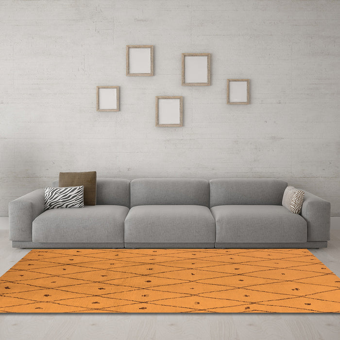 Machine Washable Solid Orange Modern Area Rugs in a Living Room, wshurb1214org