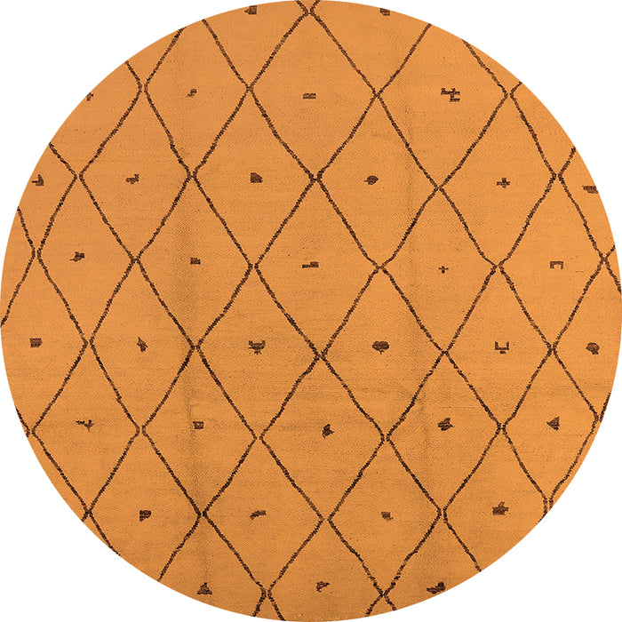 Round Machine Washable Solid Orange Modern Area Rugs, wshurb1214org