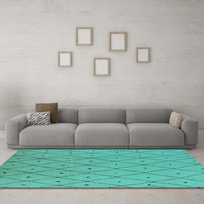 Machine Washable Solid Turquoise Modern Area Rugs in a Living Room,, wshurb1214turq