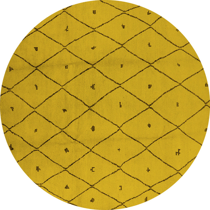 Round Solid Yellow Modern Rug, urb1214yw
