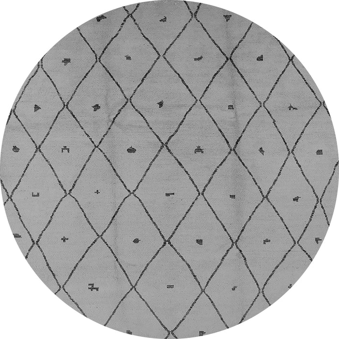 Round Machine Washable Solid Gray Modern Rug, wshurb1214gry