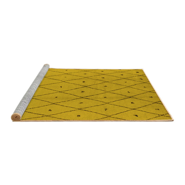 Sideview of Machine Washable Solid Yellow Modern Rug, wshurb1214yw
